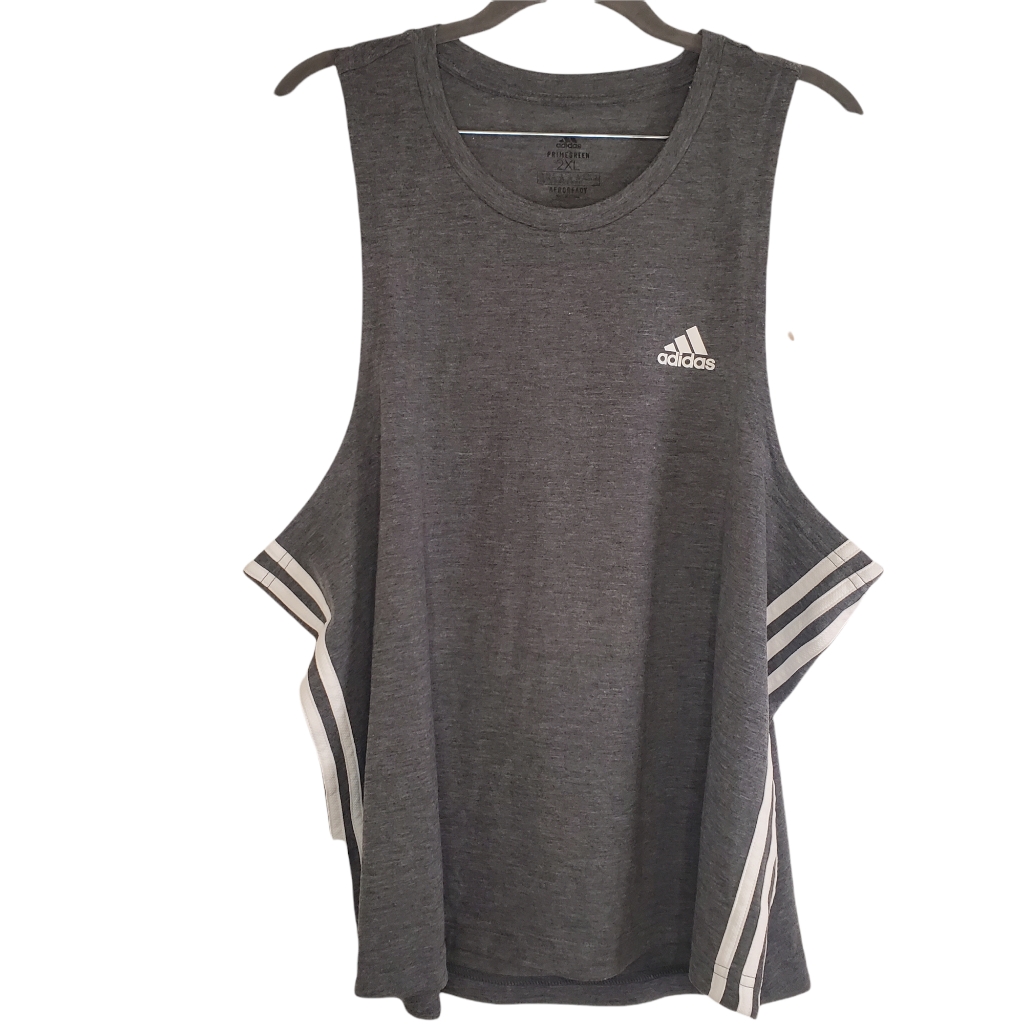 Nwt Adidas Aeroready Primegreen Striped Grey Tank Sz 2xl